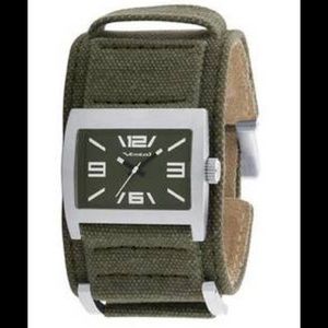 VESTAL Men’s Olive Grey Canvas & Leather Watch